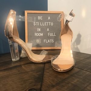 Rose Gold and Clear Chunk Heel